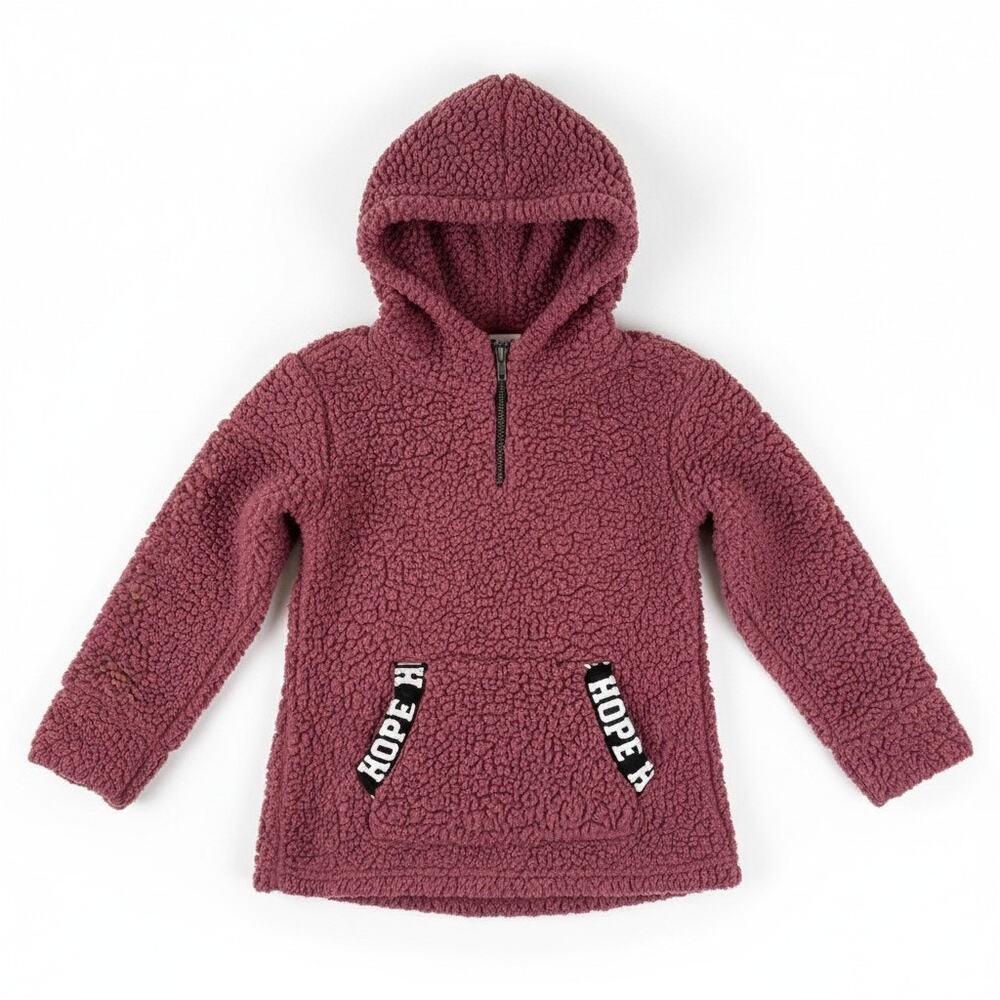 Chance or Fate Girls Sherpa Hooded Pullover Sweater Hoodie Pink M School Casual